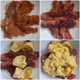 Four photos showing the various stages of layering a breakfast bowl